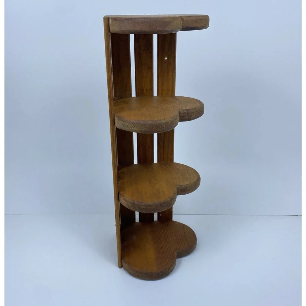 Vintage Old Handmade Solid Wood Wooden Heart Tier Tiered Wall Corner Decor Shelf